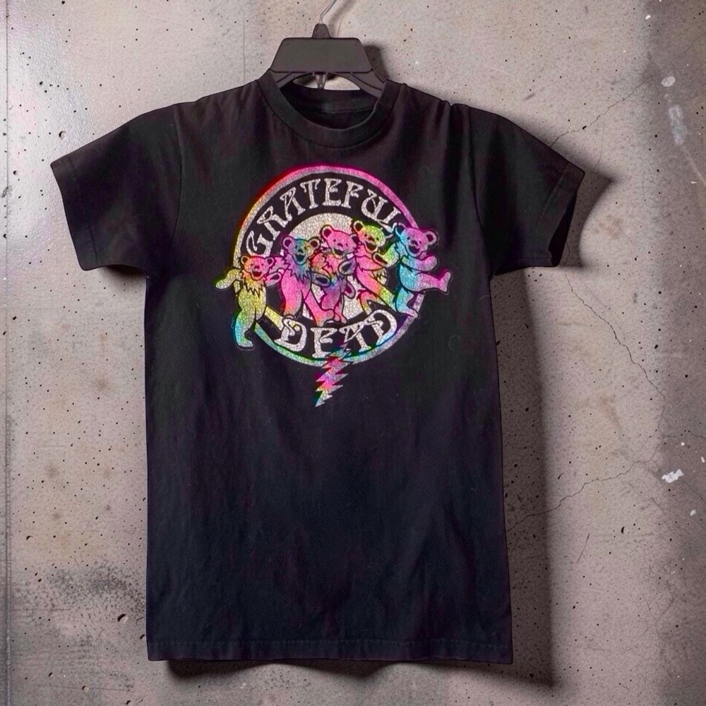 Grateful Dead Dancing Bears Rainbow Glitter Licensed Tee Size S #graphictee